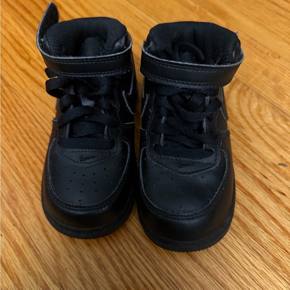 Nike Air Force 1 MID TD 7C Baby Shoe Triple Black Infant Sneaker